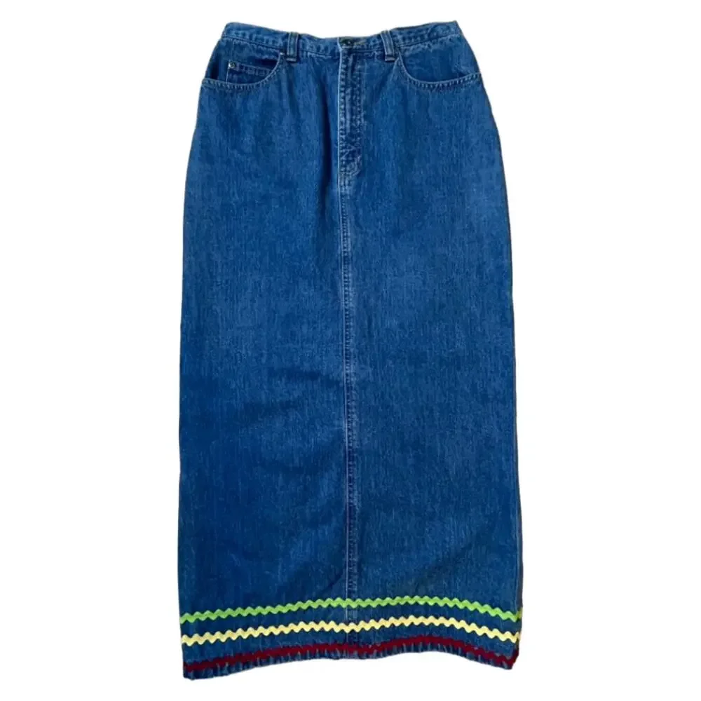 Liz Claiborne Medium Wash Jean Maxi/Midi Skirt - Size 6P
